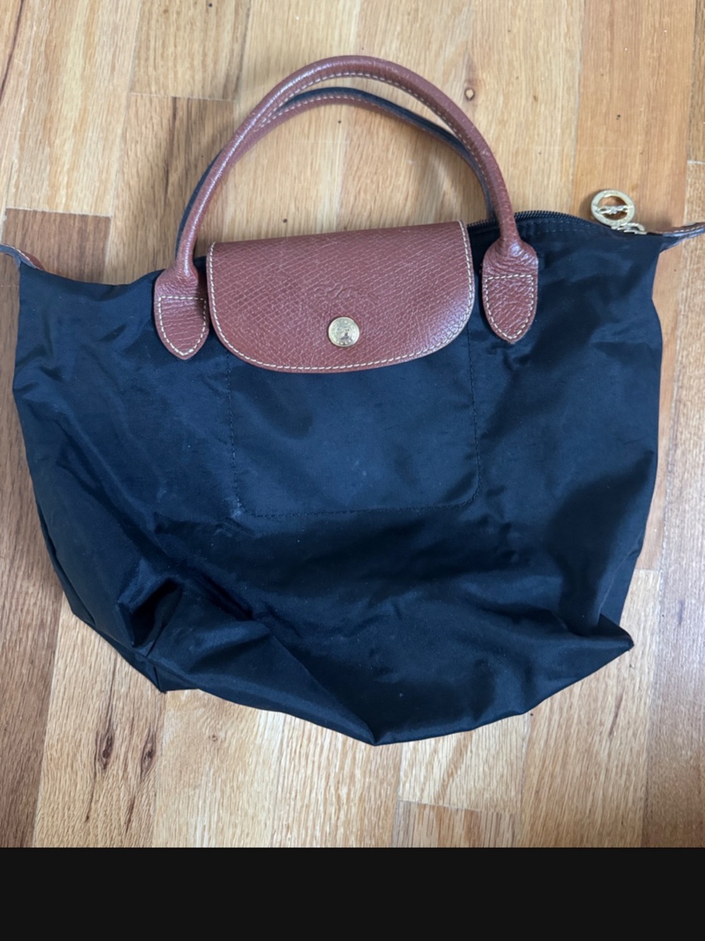 Longchamp Le Pliage Club Small Tote Bag Black & Brown
